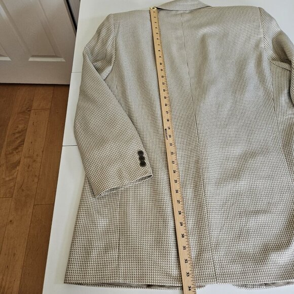 Holt Renfrew Blazer Men US 48 Cream Beige Silk Lined Union Made 2B Ventless FLAW - Picture 8 of 16